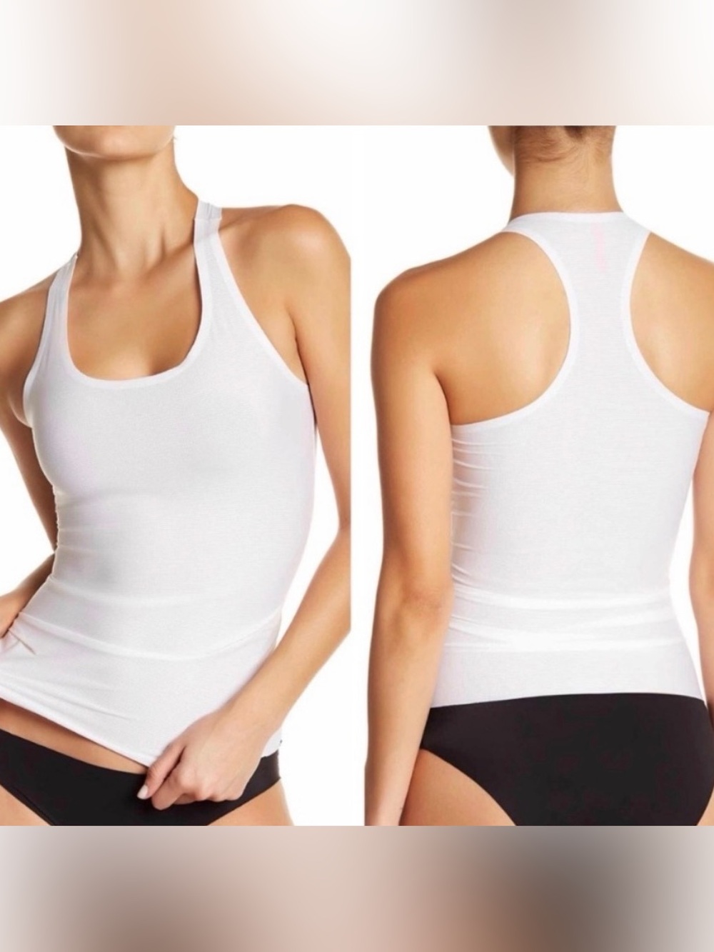 Spanx Perforated Racerback Tank Top Off White Activewear Mesh Workout Shirt